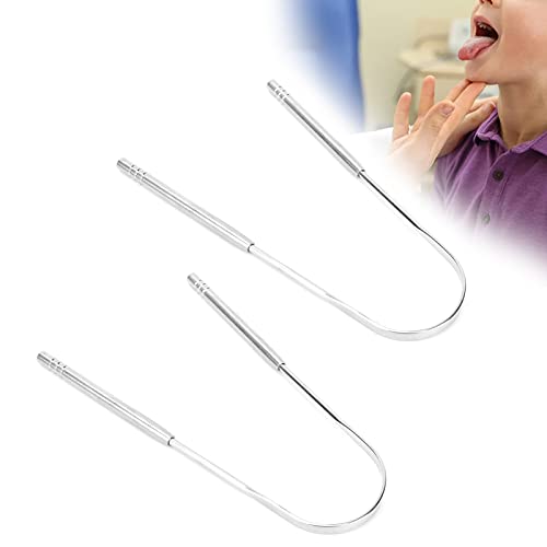 Raspador de Lengua Acero Inoxidable (2 Unidades), Elimina Mal Aliento para Higiene Bucal | 2 Unidades Limpiador de Lengua, Raspador de Lengua Acero Inoxidable para Reduce el Mal Aliento y Higiene Bucal