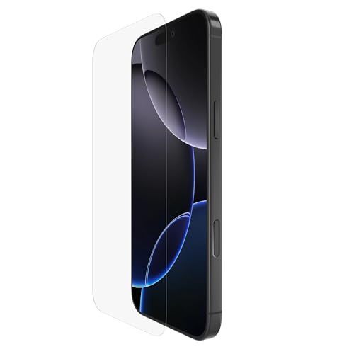 Belkin ScreenForce InvisiGlass iPhone 16 Pro Max Screen Protector, Scratch-Resistant Impact Protection, Easy Align Tray for Bubble-Free Application, Made with Recycled Glass, 1 Pack