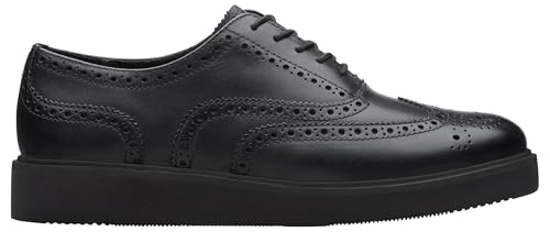 Clarks - GlicklyBrogue2, Oxford De Las Mujeres, Black Leather,