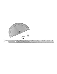 0   180 grados Transportador de ángulos de acero inoxidable con 0   145 mm. brazo de medición regla herramienta
