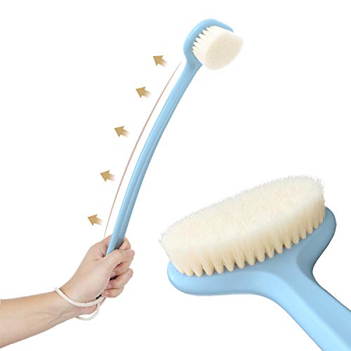 Body Bath Brush with Soft Bristles,18" Long Handle Wet Brushing Back Scrubber for Shower,Gentle Promote Healthy Glowing Skin and Beauty(Blue)