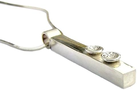Handmade Silver 925 Sterling Bar Necklace with Patterned Discs Gift Wrapped
