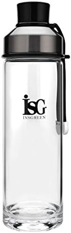 InsGreen Environmental Glass Water bottle - Narrow Insulated Mouth Design with Tea Infuser, Quality Borosilicate Glass, Sturdy Carry Strap for Outdoor, Running, Bike, Car, Travel - 17 Ounce/500ML