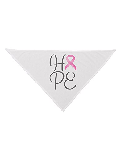 TooLoud Hope - Breast Cancer Awareness Ribbon Printed White Dog Bandana 26"
