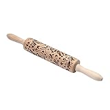Binmer Christmas Clearance,Kitchen Wooden Rolling Pin Engraved Carved Embossed Wood Rolling Pin Tool