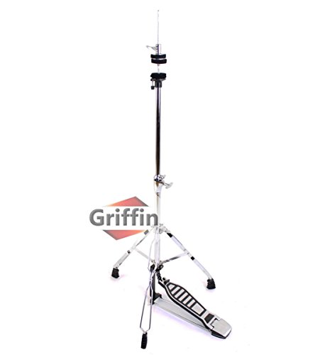 Complete Drum Hardware Pack 6 Piece Set by Griffin | Full Size Percussion Stand Kit with Snare, Hi-Hat, Cymbal Boom, Throne Stool and Single Kick Drum Pedal | Lightweight and Portable|Perfect for Gigs - Thumbnail 4