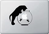 Cat and Fishbowl Decal Vinyl Sticker|MacBook Laptop Computer Cars Trucks Vans Walls| BLACK |6 x 5.25 in|CCI859