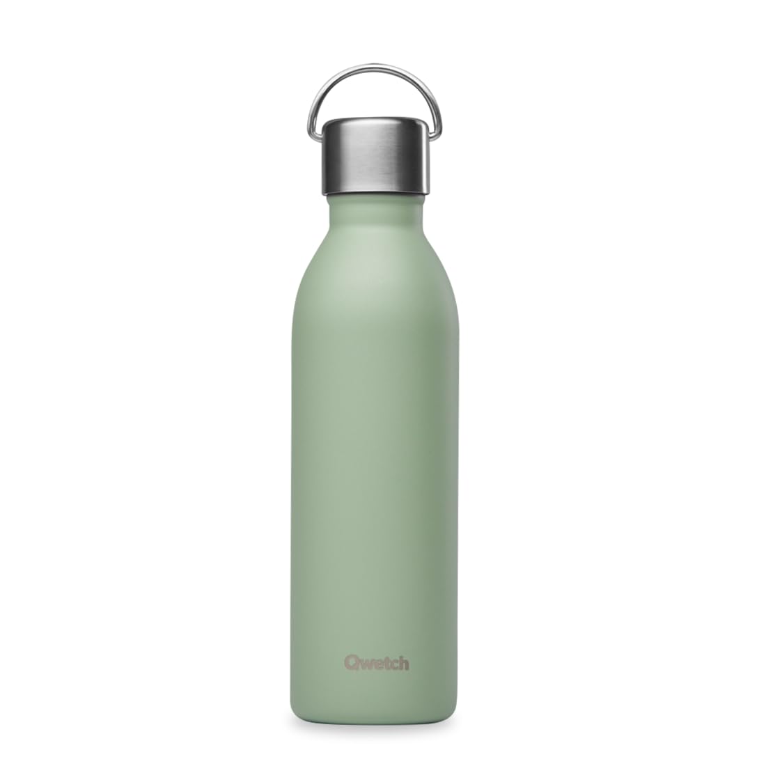 Qwetch - Active Insulated Bottle Lime Green 600ml - Stainless Steel Recycled Handle Flask - 24h Cold & 12h Hot - Leakproof & Compact