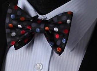 MENDONG - Red Blue Polka Dot 100%Silk Men Butterfly Cravat Self Bow Tie bowtie