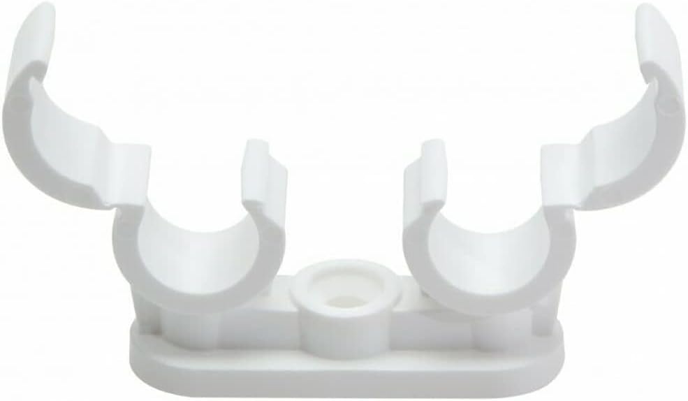 fiXte 5x Double Pipe Clips White 15mm Pipes Quick Lock Snap Tight Stand-off