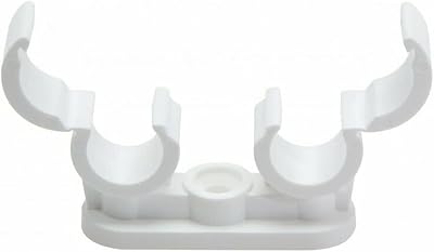 fiXte 5x Double Pipe Clips White 15mm Pipes Quick Lock Snap Tight Stand-off