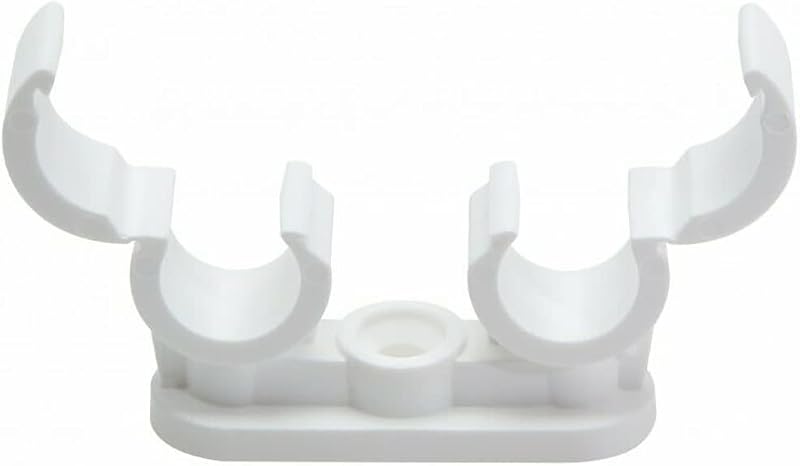 fiXte 5x Double Pipe Clips White 15mm Pipes Quick Lock Snap Tight Stand-off