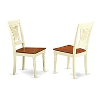 East West Furniture PVC-WHI-W Kitchen/Dining Chair Set Wood Seat, Buttermilk/Cherry Finish, Set of 2