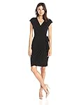 Lark & Ro Women's Classic Cap-Sleeve Wrap Dress, Black, Large