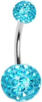 Piercing Navel / Belly Multi-Crystal Ball Turquoise Blue with Resin & Top Ball with Resin - Size 10mm (Standard)