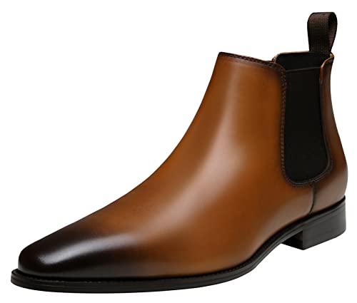 Jousen Mens Chelsea Boots Leather Slip Dress