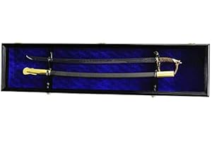 sfDisplay.com,LLC. Single Sword & Scabbard Display Case Cabinet Wall Rack Custom Colors - Lockable (Black Finish, Blue Felt Background)