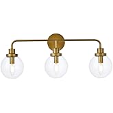 Living District Hanson 3-Light Metal Bath Sconce in Brass and Clear