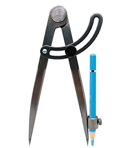 ZLKSKER 6 inch Professional Divider with Pencil Holder and Locking Wing, Divider Caliper Wing Compass (6 inch)