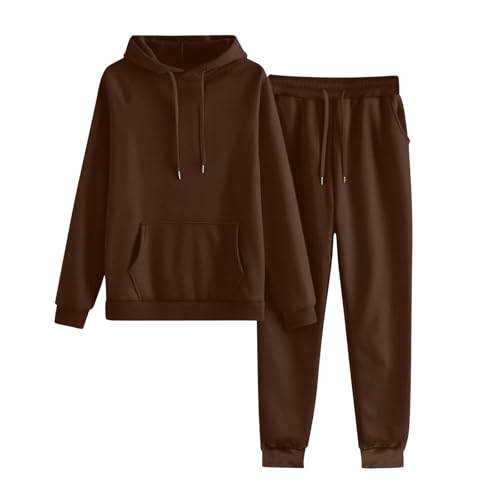Sweatsuits Women 2 Piece Outfit Chocolate Brown L - Matching Lounge Sets Winter Casual Sweat Pants Hoodie Tracksuit Fall Comfy Loungewear Set Spring Cozy Jogger Suit Oversized Travel Athletic Clothing at Amazon