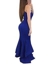 Gobles Elegante maxivestido con vuelos, con abertura frontal, estilo sirena, para mujer