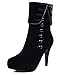 DADAWEN Women's Suede High Heel Side Zipper Ankle Booties Black US Size 10