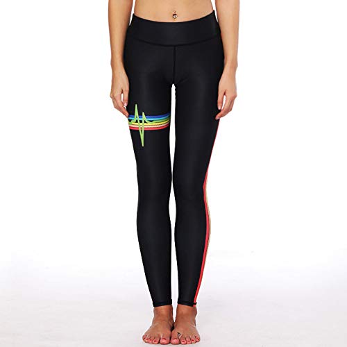 Athletic Pants for Women Women Fashion High Elasticity Print Rainbow Leggings Gym Active Pants Black M - Thumbnail 4