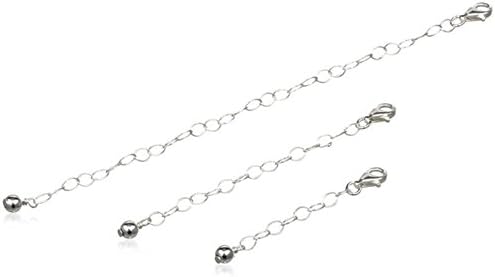 Set of 3 Sterling Silver Chain Necklace Extenders (1mm Thin) for Choker Chain, Ankle Bracelet, 925 Sterling Silver Necklace for Women, Pendant – 2, 3, 4 Inches Adjustable Jewelry Extenders