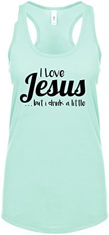Eternal Life Funny Christian I Love Jesus But I Drink A Little Ladies Racerback Tank-Mint-Large