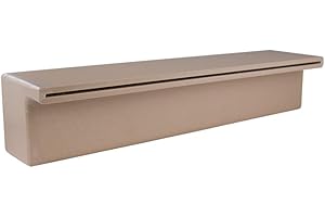 MAJESTIC WATER SPOUTS Tomaso 18" ABS Waterfall Cascading Sheer Descent Water Feature Spillway Pool Spa Wall Mount - Tan Plastic (18")