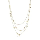 14k Gold Plated 3-Strand Matte & Shiny Bead Necklace- 30 IN + 3 IN