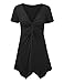 Lock and Love LL WT1359 Short Sleeve Knot Front Baby Doll Tunic M BLACK