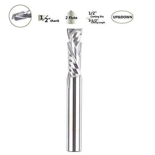 SpeTool Carbide Compression ( Up Down) Spiral Router Bits 1/2 Inch Cutter 11/2 Inches Extra