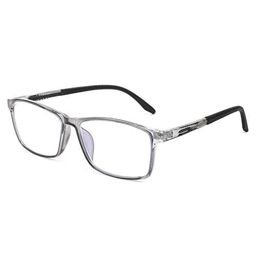 Photo 1 of FEISEDY Square Men TR90 Frame Blue Light Blocking Reading Glasses, TR90 Rectangle Men Anti Blue Light Computer Reader B9026 ?Crystal Grey, 1.5x