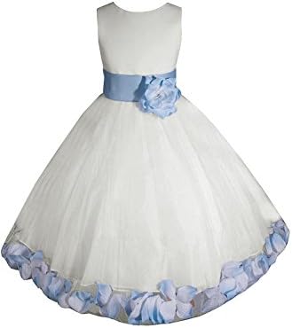 AMJ Dresses Inc Baby Girls' Ivory/sky Blue Flower Party Dress Size L