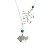Fashion Lariat Necklace Alloy Bird Leaf Pendant Birthday Gift Bird Sparrow Wedding Bridesmaid Necklace