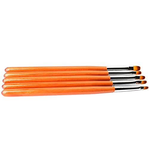 SILPECWEE 5Pcs Wooden Handle Nail Art Brush Set Uv Gel Builder Pen Cleaning Polish Glitter False Nail Extension Manicure Design Tools (2/4/6/8/10#)