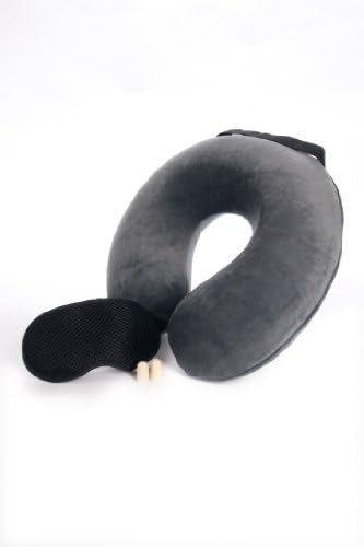 Sleepmax® Advanced Ultra Soft Memory Foam Travel Neck Pillow Kit w/ Eye Mask and Ear Plugs