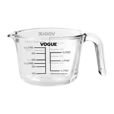 Vogue Glass Measuring Jug 645ml - Ideal for Food Preparation, Thermal Shock Resistant, Dishwasher and Microwave Safe DP116
