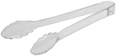 Fineline Settings 3311-CL-X, 9-Inch Platter Pleasers Clear Plastic Serving Scalloped Tongs, Catering Disposable Salad Bakery Utility Tong for Serving Hot and Cold Foods