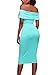 AlvaQ Women's Summer Sexy Ruched Off Shoulder Bodycon Midi Club Dress Small Blue