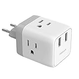 European Travel Plug Adapter, TESSAN European Adapter with 2 USB Ports, International Travel Europe Power Adapter, US to Europe Plug Adapter for France Italy Germany Iceland (Type C)