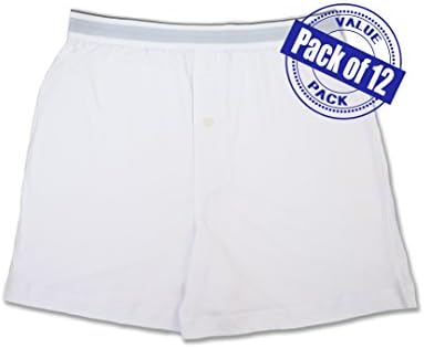 Men's 12 Pack Cotton Boxer Sleep Shorts Super Value Pack (X-LARGE (40-42), 12 Pack - Bright White)