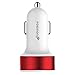 Dual Port USB Car Charger, Fosmon High Speed (2.4A + 1.0A) USB Car Charger for Apple iPhone 7/7 Plus/SE, Galaxy S7/S7 Edge, Note 5, Google Pixel, Moto G4 Plus, HTC 10, LG V20/G5 (White/Red)