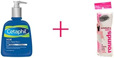 Cetaphil Men Daily Face Wash (2pc AND Swisspers Exfoliating Cotton Rounds - BUNDLE)