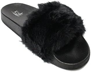Kali Footwear Women's Flip Flop Faux Fur Soft Slide Flat Slipper