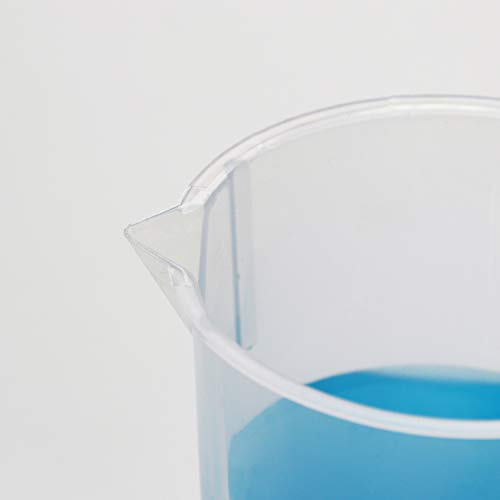 ULAB Scientific Plastic Beaker Set, 5 Sizes 50ml 100ml 250ml 500ml 1000ml, Stackable with Spout, Molded Graduation, UBP1001