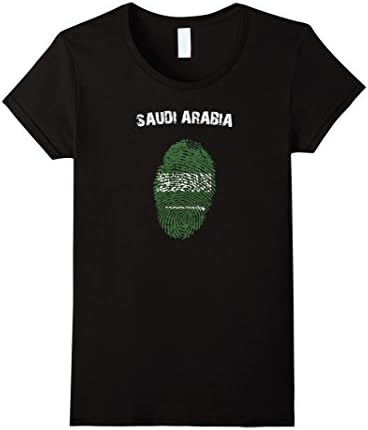 Women's Saudi Arabia Fingerprint Flag Country Pride Heritage Shirt Small Black