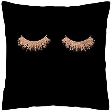 iumei Rose Black Gold Polyester Square Throw Pillow Case Decorative Car Waist Cushion Cover Home Decoration Xmas Print Sofa Decor Pillow Case (H)