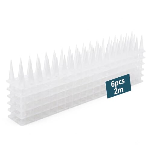 KOKMEYA Anti-Pigeon Spikes Plastic (2 m, 6 Pieces, Transparent) – Bird Repellent for Balcony, Gutter & Guardrail – Against Pigeons, Seagulls & Cats – Resistant